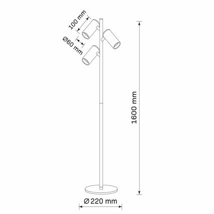 Staande Lamp MARIBEL 3xGU10/12W/230V zwart