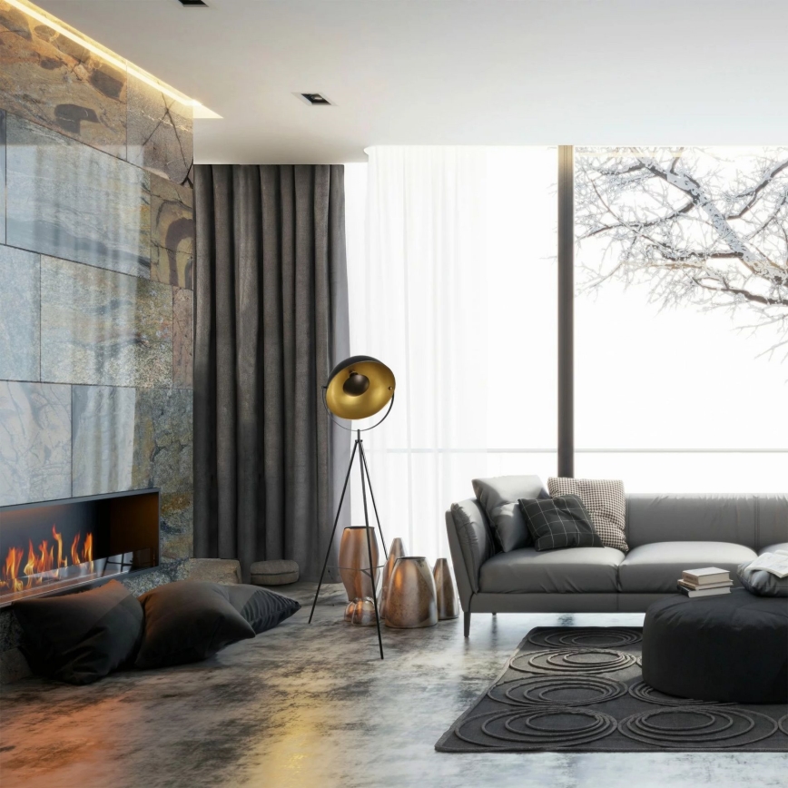 Staande Lamp MATYLDA 1xE27/20W/230V zwart/goud