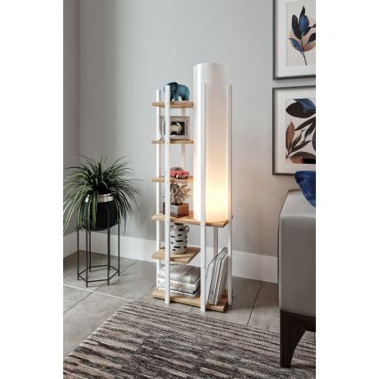 Staande lamp met planken MODA DOR 1xE27/40W/230V wit/bruin