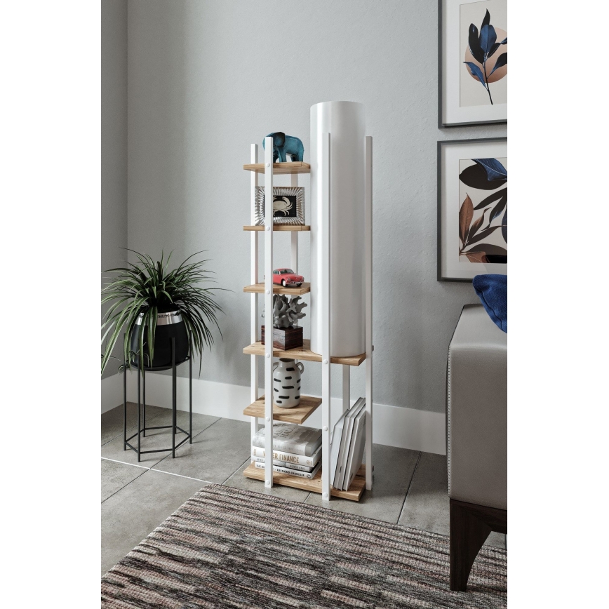 Staande lamp met planken MODA DOR 1xE27/40W/230V wit/bruin
