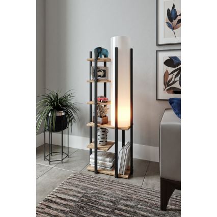 Staande lamp met planken MODA DOR 1xE27/40W/230V zwart/bruin