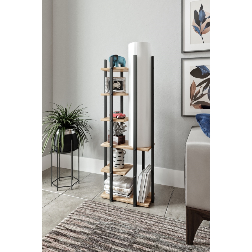 Staande lamp met planken MODA DOR 1xE27/40W/230V zwart/bruin