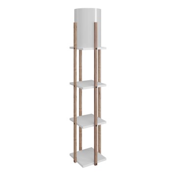 Staande lamp met planken NORA 1xE27/40W/230V bruin/wit