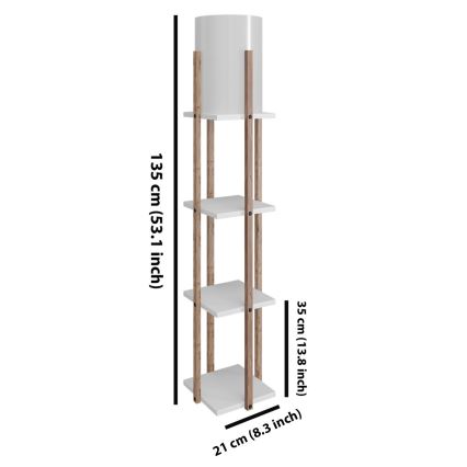 Staande lamp met planken NORA 1xE27/40W/230V bruin/wit