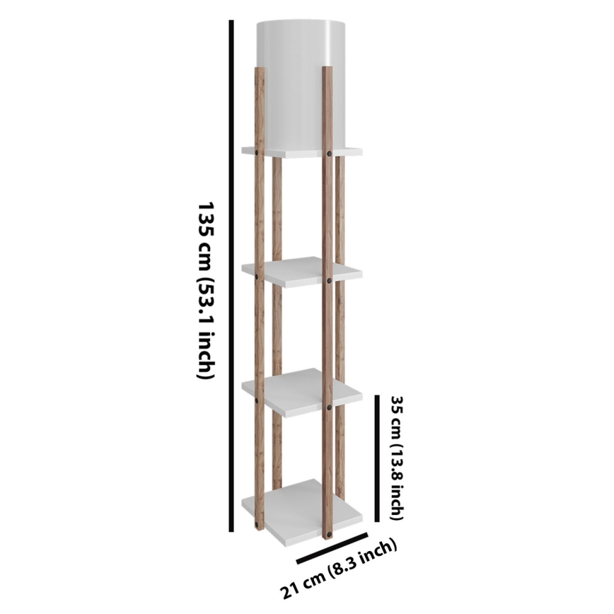 Staande lamp met planken NORA 1xE27/40W/230V bruin/wit