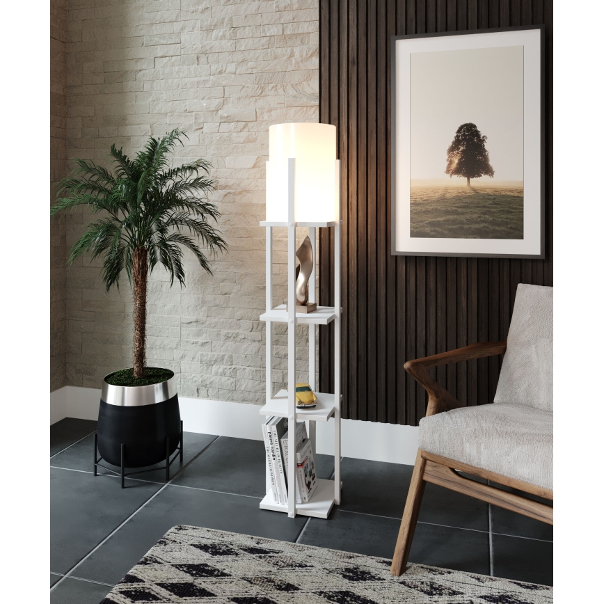 Staande lamp met planken NORA 1xE27/40W/230V wit