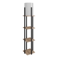 Staande lamp met planken NORA 1xE27/40W/230V zwart/bruin