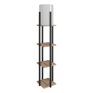 Staande lamp met planken NORA 1xE27/40W/230V zwart/bruin