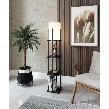 Staande lamp met planken NORA 1xE27/40W/230V zwart