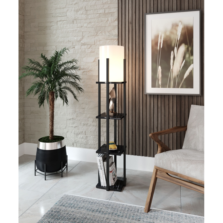 Staande lamp met planken NORA 1xE27/40W/230V zwart