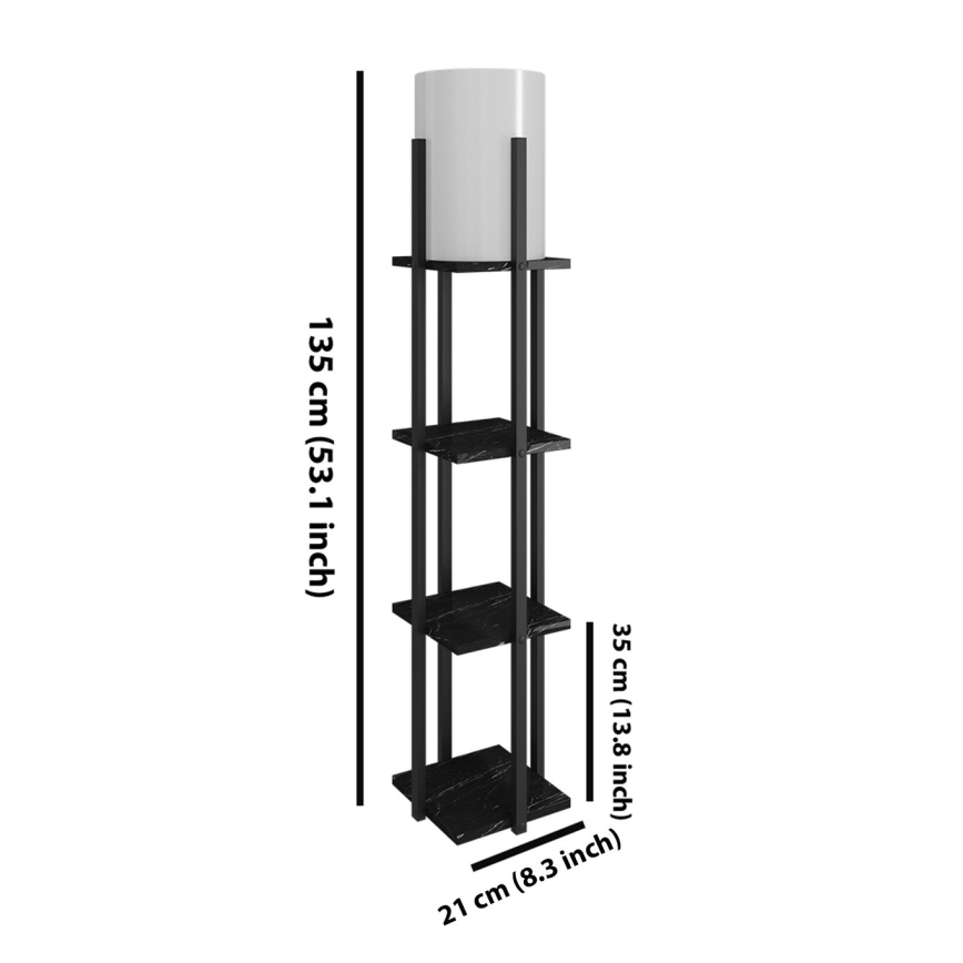 Staande lamp met planken NORA 1xE27/40W/230V zwart