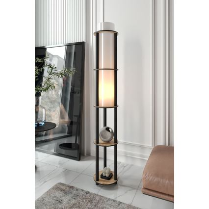 Staande lamp met planken NOTO 1xE27/40W/230V beige/zwart