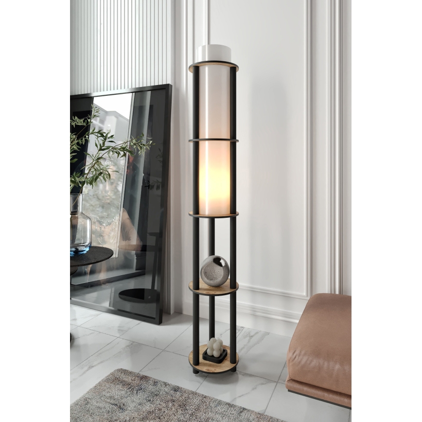 Staande lamp met planken NOTO 1xE27/40W/230V beige/zwart