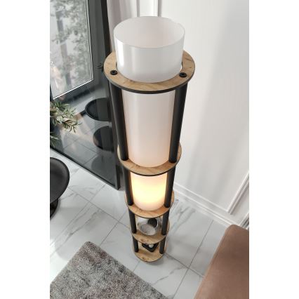 Staande lamp met planken NOTO 1xE27/40W/230V beige/zwart