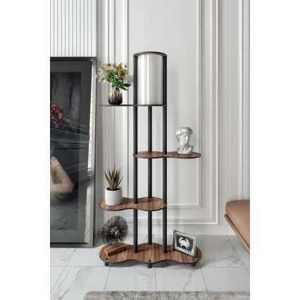 Staande lamp met planken NOTO 1xE27/40W/230V bruin/zwart