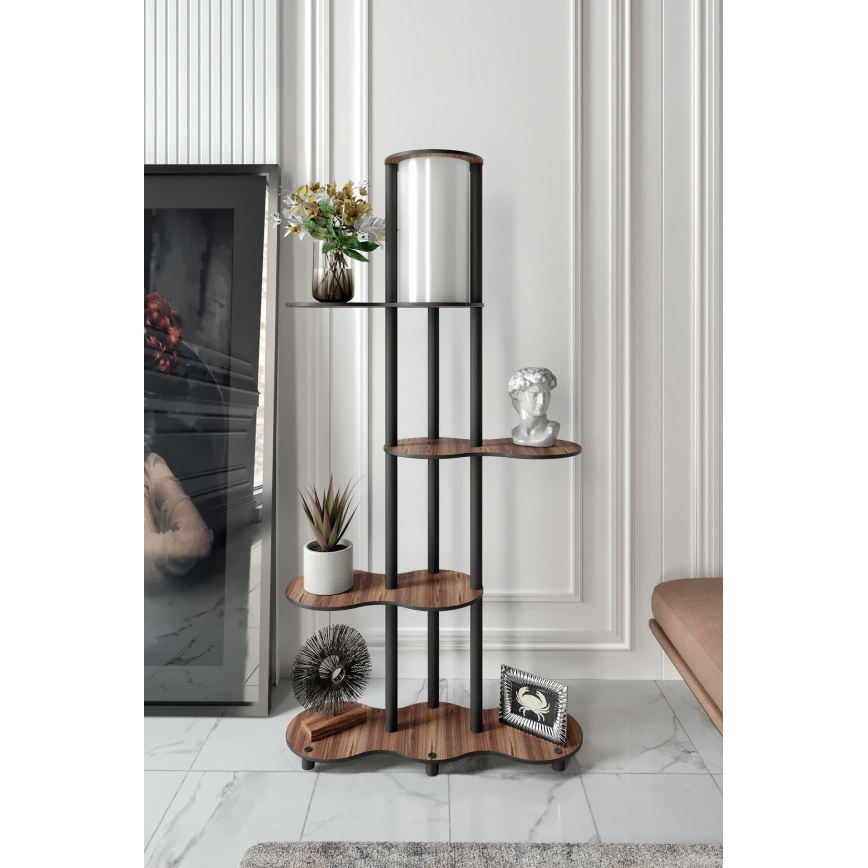 Staande lamp met planken NOTO 1xE27/40W/230V bruin/zwart