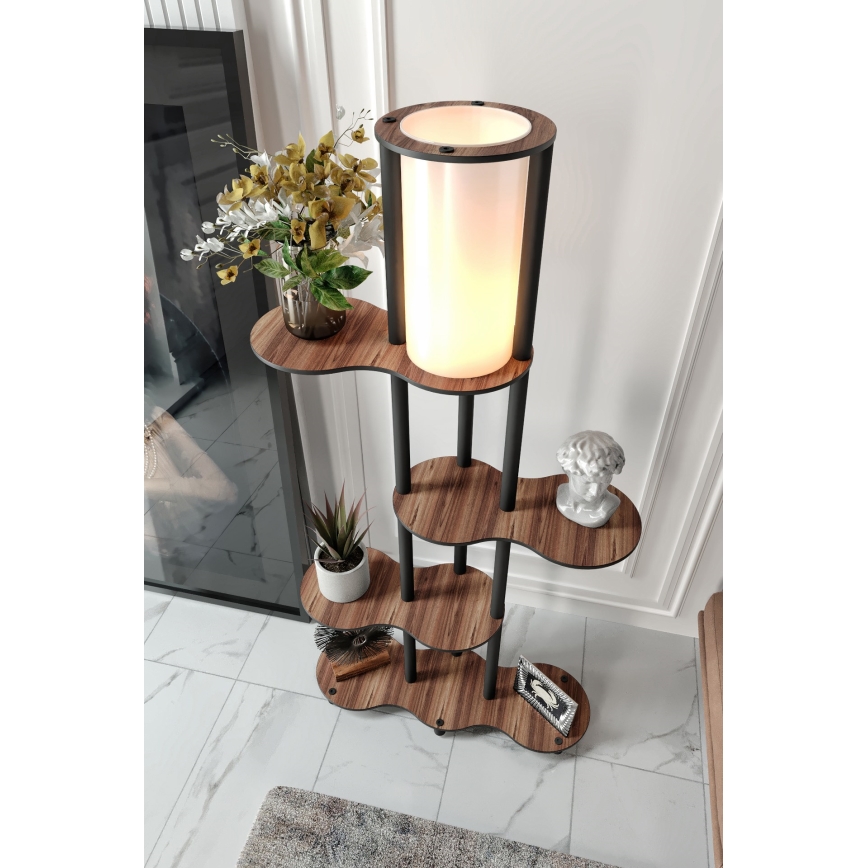 Staande lamp met planken NOTO 1xE27/40W/230V bruin/zwart