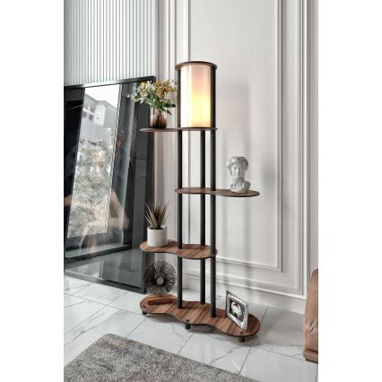 Staande lamp met planken NOTO 1xE27/40W/230V bruin/zwart