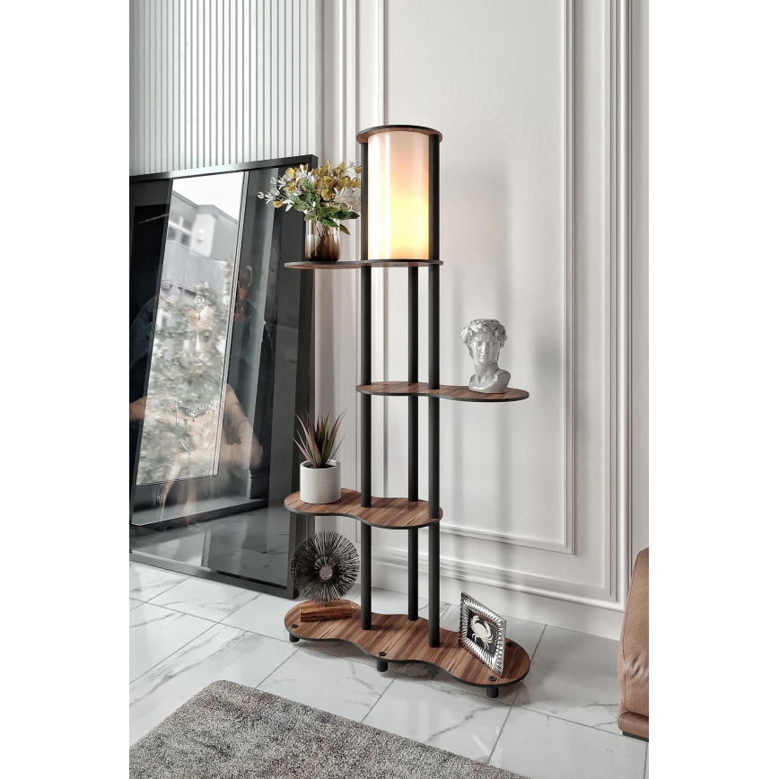 Staande lamp met planken NOTO 1xE27/40W/230V bruin/zwart