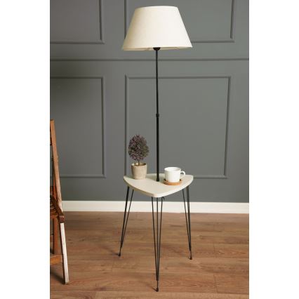 Staande lamp met tafel 1xE27/40W/230V zwart/crème