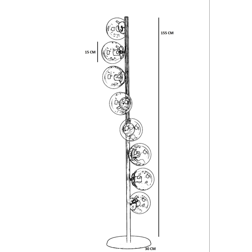Staande Lamp SIMAY 8xE27/40W/230V goud