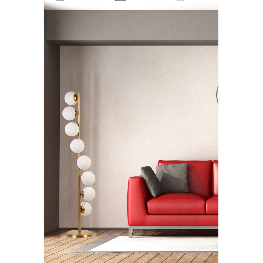 Staande Lamp SIMAY 8xE27/40W/230V goud/wit