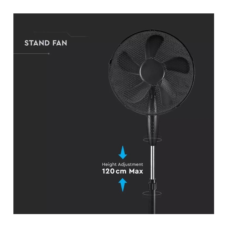 Staande Ventilator 43cm 55W/230V zwart