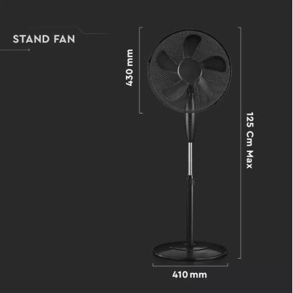 Staande Ventilator 43cm 55W/230V zwart