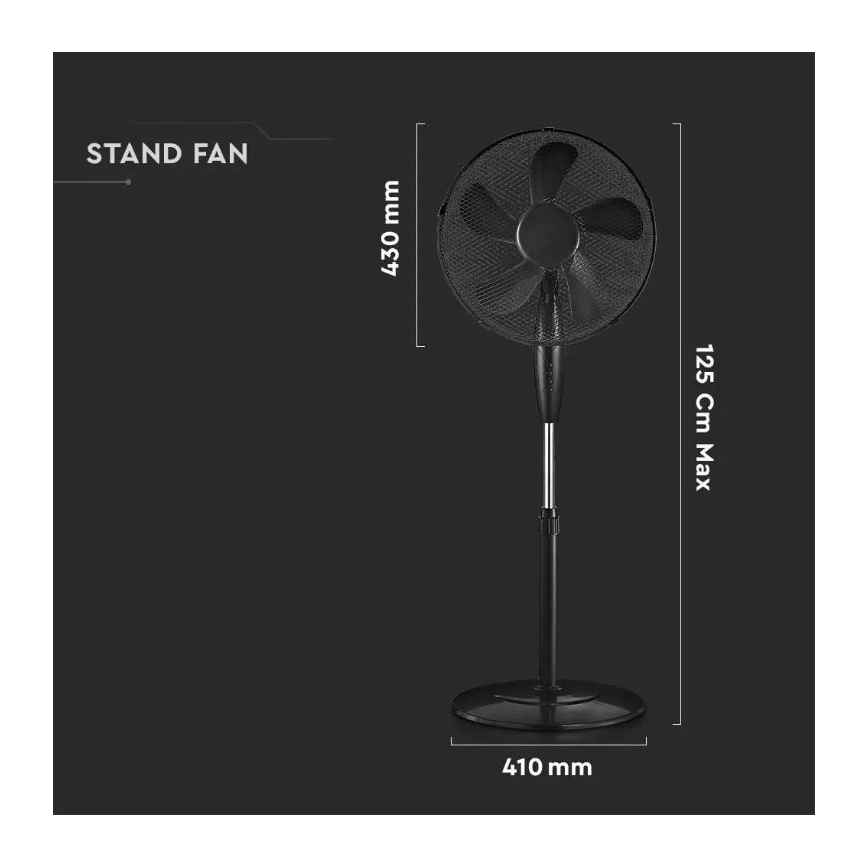 Staande Ventilator 43cm 55W/230V zwart