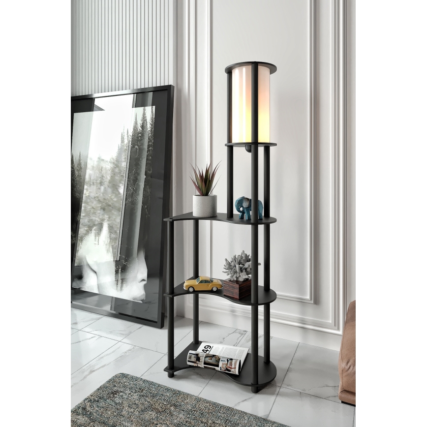Standaardlamp met planken NOTO 1xE27/40W/230V zwart