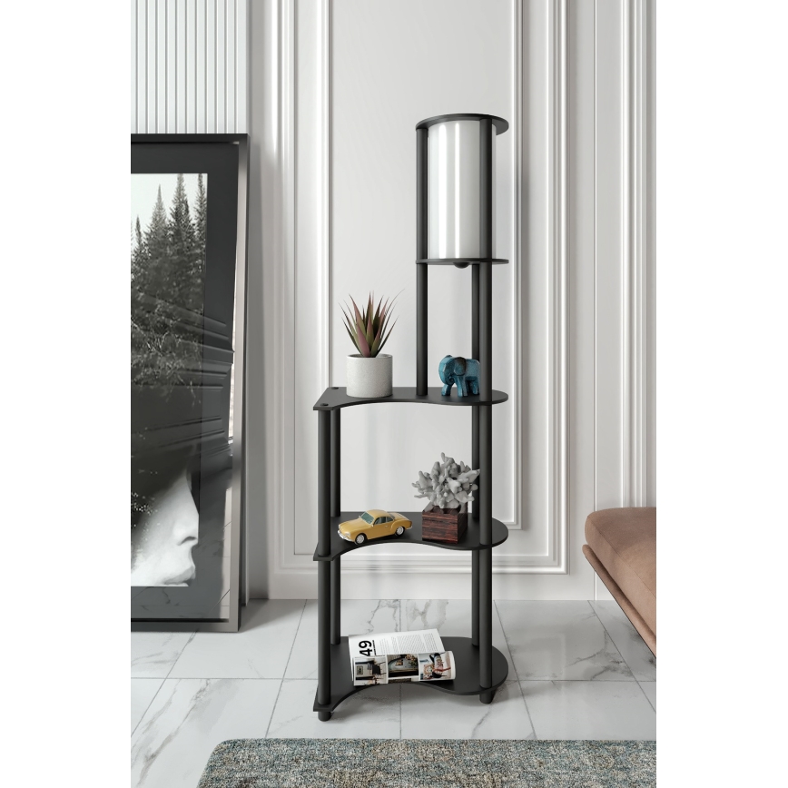 Standaardlamp met planken NOTO 1xE27/40W/230V zwart