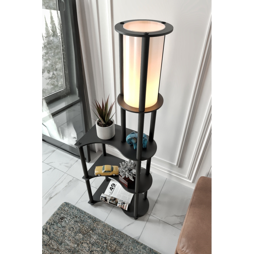 Standaardlamp met planken NOTO 1xE27/40W/230V zwart