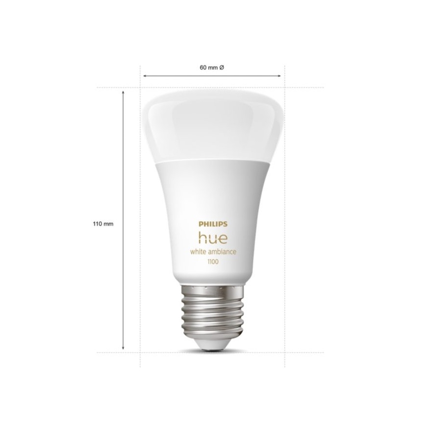 Starter kit Philips Hue White Ambiance 3xE27/11W 2200-6500K + dispositif d'interconnexion et télécommande