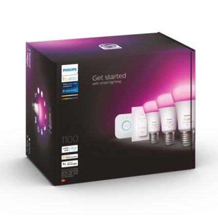 Starter Pakket Philips Hue WHITE AND COLOR AMBIANCE 3xE27/9W 2000-6500K + verbindingsapparaat