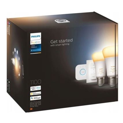 Starters Pakket Philips Hue WHITE AMBIANCE 2xE27/8W/230V + verbindingsapparaat