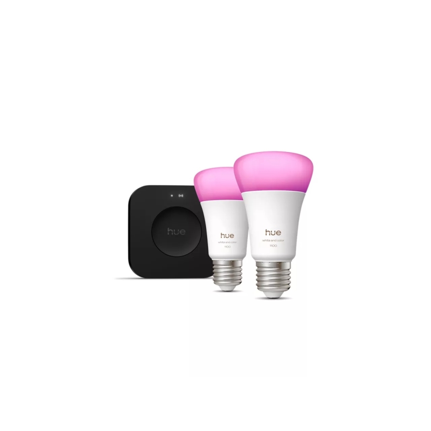 Starterset Philips Hue WHITE AND COLOR AMBIANCE 2xE27/8,1W 1000-20000K + Hue bridge