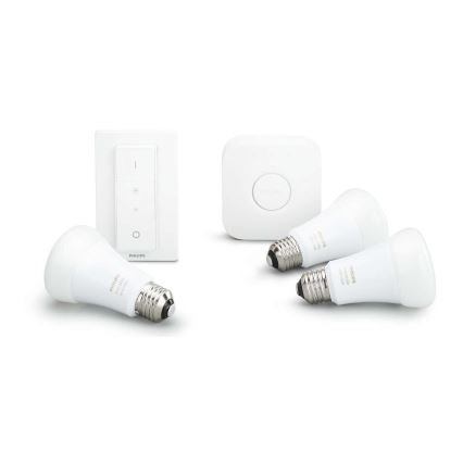 Starterspakket Philips Hue STARTER KIT WHITE STARTER KIT 3xE27/9W + Bridge