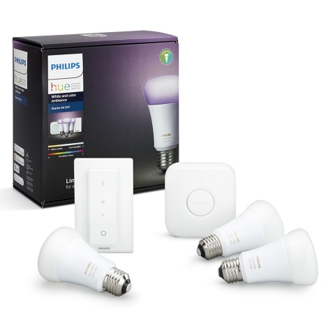 Starterspakket Philips Hue WHITE AND COLOR AMBIANCE 3xE27/10W/230V