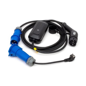 Station de charge de voyage pour voiture électrique EV/PHEV AC Type 2 32A/230V 7,4kW IP55 5m + Adaptateur 230V 3,7kW + étui