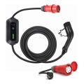 Station de recharge portable pour véhicules électriques/ hybrides rechargeables EV/PHEV — prise Type 2 AC 32 A/400 V, 22 kW, IP55, câble 7 m + adaptateur 230 V 3,7 kW + housse de transport
