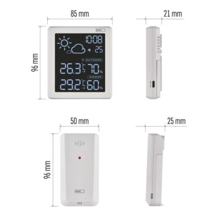 Station météo 5V 2xAAA + 2xAAA noire