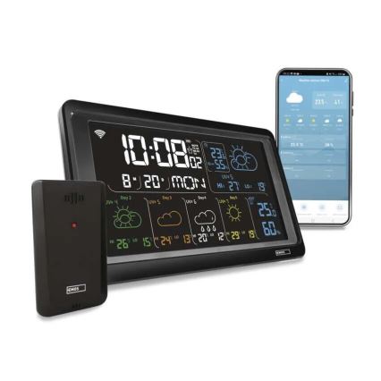 Station météo avec écran LCD GoSmart 230V/3xAAA + 2×AAA Wi-Fi Tuya noire