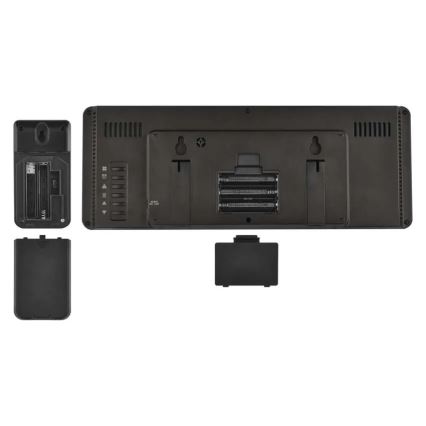 Station météo avec écran LCD couleur et réveil, alimentation 5V, 3xAAA + 2xAA, noir