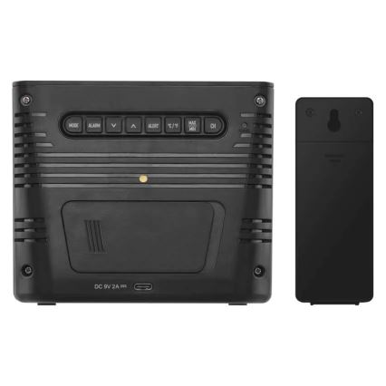 Station météo avec recharge sans fil 5V, alimentation 2x AA + 2x AAA, noire