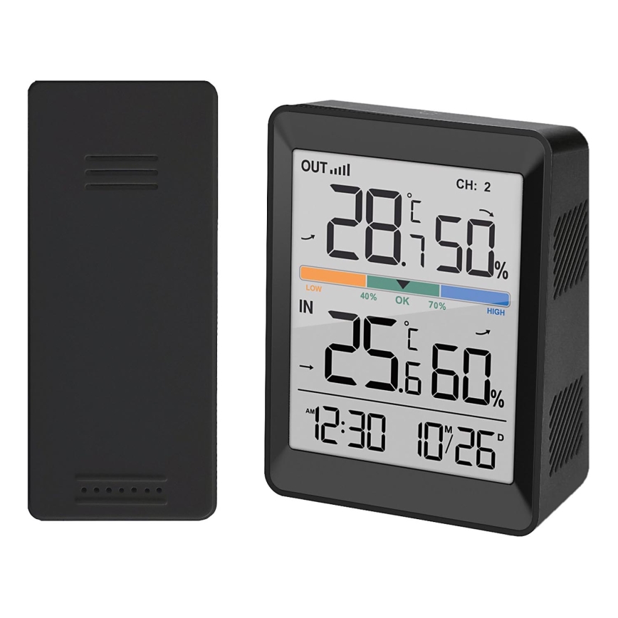 Station météo avec réveil 2xAAA + 2xAAA noir