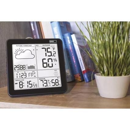 Station météo sans fil avec réveil 3xAA + 2xAAA noir