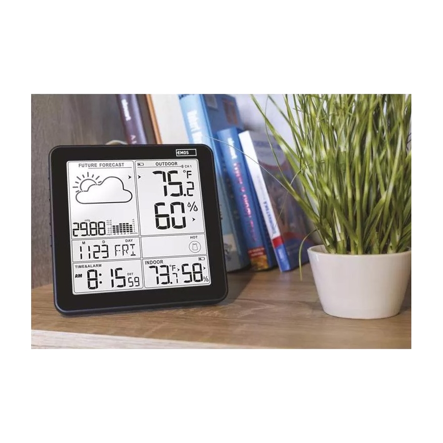 Station météo sans fil avec réveil 3xAA + 2xAAA noir