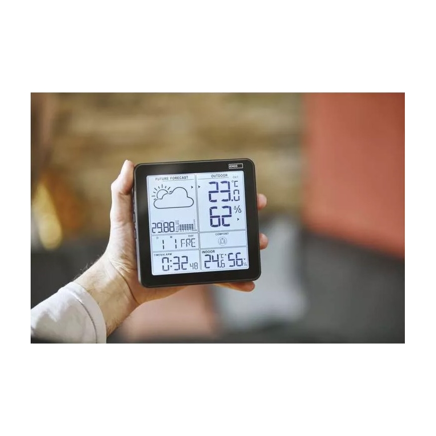 Station météo sans fil avec réveil 3xAA + 2xAAA noir