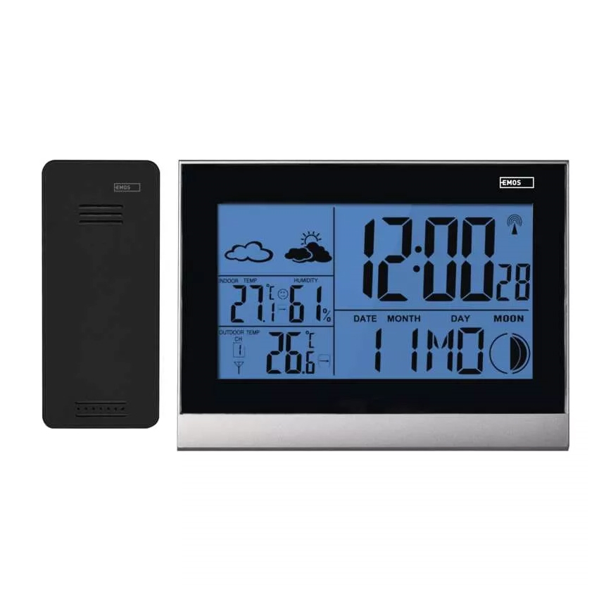 Station météo sans fil avec réveil 3xAAA + 2xAAA noir