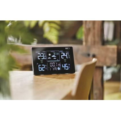 Station météo sans fil avec réveil 5V/3xAAA + 2xAAA noir